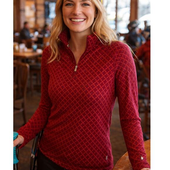 Smartwool Sweaters - Smartwool Women's 1/4 Zip Merino Base Layer Pink Orange Top, Size L